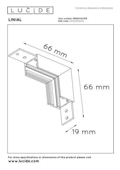 Lucide Premium LINIAL -Corner Vertical - 1-Circuit lighting system - Smart - 48V Track - Satin Gun Metal